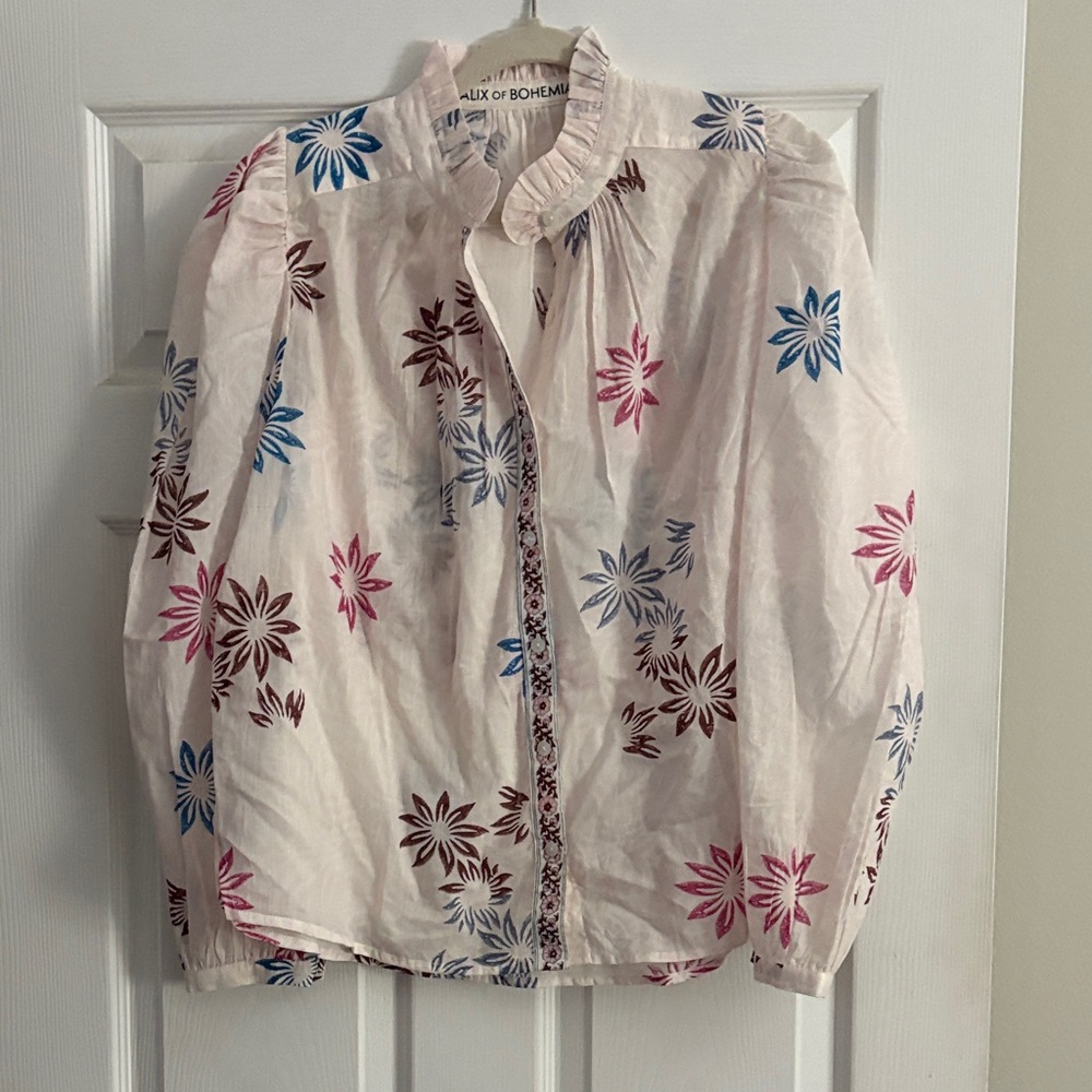 Alix Of Bohemia Floral Print Blouse - Pink, Blue, Brown